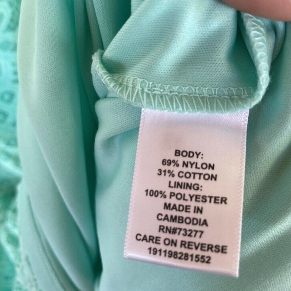 Elle Sheath Dress Sz 6 Mint Green Lace Party Sleeveless Knee Length Summer Fun - Picture 5 of 8